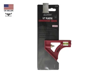 12" Plastic Combination Square Stainless-Steel Blade Permanent Stamp Graduations - Picture 1 of 3