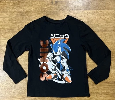 H&M Sonic The Hedgehog Camiseta Manga Larga Niños Talla 6/7 Años Pullover Negro Foto 1 de 4