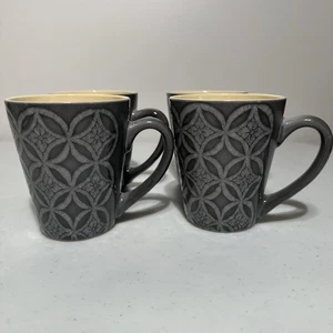 Juego de 4 tazas Fifth Zellige de gres gris geométrico aptas para microondas 222 - Imagen 1 de 6