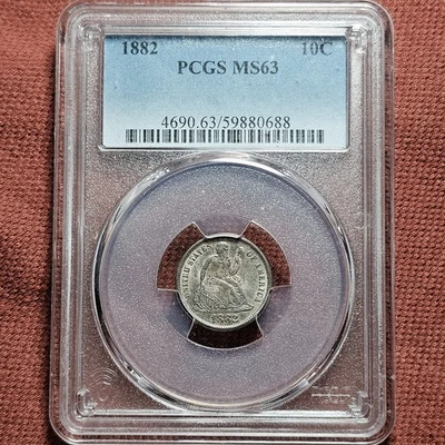 1882 Seated Liberty Dime 10C Silver Coin PCGS MS63 Nice Toning - Image 1 of 4