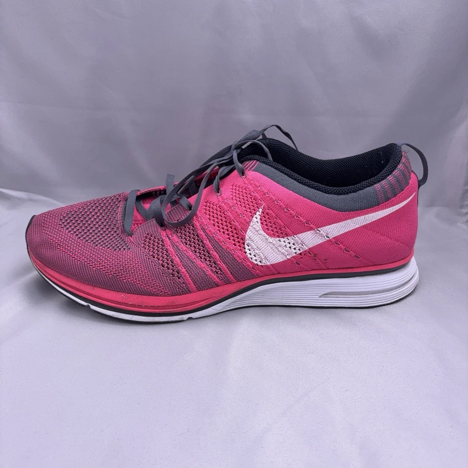 Nike Flyknit Trainer Shoes Mens Size 13 Pink Gray 532984-611 Running Sneaker - Image 1 of 4