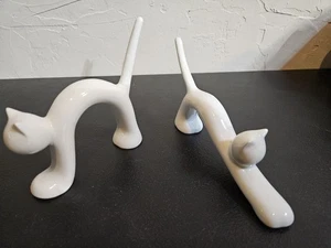 Namaam White Porcelain Cat Pair - Picture 1 of 6