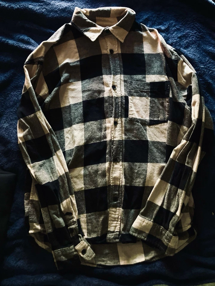 H&M Honey Brown  Black Buttoned Plaid Shirt - Image 1 of 1