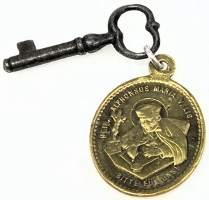 Antique Key & OUR LADY OF GOOD HOPE Medal / Alphonsus Maria de' Liguori - k136 - Picture 1 of 2