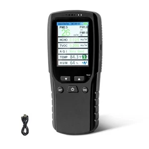 8-IN-1 Air Quality Monitor Meter PM1.0/2.5/10 HCHO TVOC Humidity Tester - Picture 1 of 8