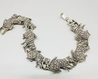 "Pulsera de plata de marcasita de gatos por cola de 7""" Foto 1 de 4