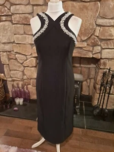 Coast Trimmed Embellished Bodycon Dress Black Size 12 BNWT RRP £169 - Picture 1 of 12