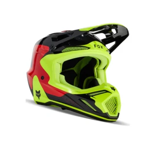 2024 Fox V3 Motocross Helmet REVISE Red Yellow Adults - Picture 1 of 3