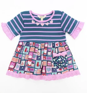 Girls Matilda Jane Heart to Heart Snail Mail Stamp Tunic Top Size 4 NEW - Picture 1 of 5