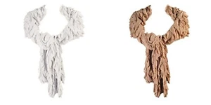 Bufanda Chal Vintage HERVE LEGER Paris Taupe Blanco en Capas Volantes Grande - Imagen 1 de 22