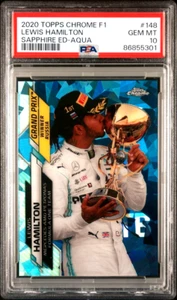 2020 Topps Chrome F1 Sapphire /99 Lewis Hamilton AQUA REFRACTOR PSA 10 Gem #148 - Picture 1 of 4