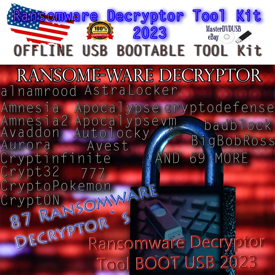Ransomeware Decyptor Bootable USB ToolKit Decrypt 87 Types of Ransomeware Fast!! - Image 1 of 1