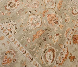 Modern Oushak Floral Hand-Knotted Rug 9x12 Grey 100% Wool Carpet for Living Room - Picture 1 of 10