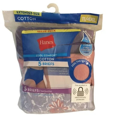 Hanes Ladies 11/4XL Cotton Briefs Set of 5 Gray Mauve White - Image 1 of 4