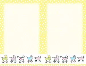 Gartner Baby Invitations/Envelopes, 5 1/2 x 8 1/2", Yellow Baby Carriages, 24 Pk - Picture 1 of 3