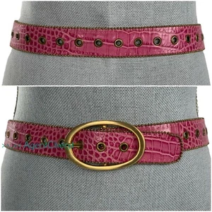 JULIANA COLECCIÓN S/M Oro Rosa Ojo Cocodrilo Coimán Cinturón de Cuero en relieve  - Imagen 1 de 11