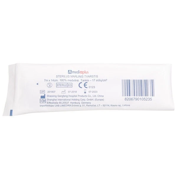 AMEDIPLUS Sterile Gauze Mull Bandage 7 m x 14 cm 100% Cotton Dense - Image 1 of 4