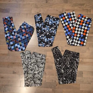 Paquete de 5 leggings LuLaRoe lote alto y curvilíneo TC negro blanco patrón Chevron! - Imagen 1 de 18
