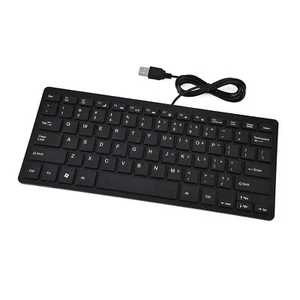 Black 78 Keys Ultra Thin Mini USB Wired Keyboard For Desktop Computer Laptop Fit - Picture 1 of 22