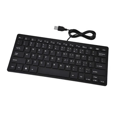 Black 78 Keys Ultra Thin Mini USB Wired Keyboard For Desktop Computer Laptop Fit - Image 1 of 4