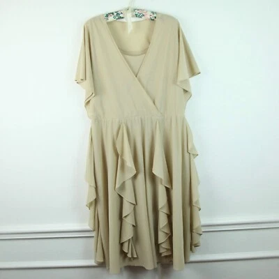 Винтажный размер 14 платье 70-х богемное женское романтический оборки эфирный нейтральный фея - Изображение 1 из 4