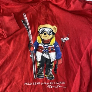 Polo Ralph Lauren Polo Bear Shirt Boy Size 6 Kid Red Ski Resort Snowboard Hoodie - Picture 1 of 7