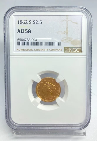 1862-S Gold Liberty $2.50 NGC AU 58 Cover