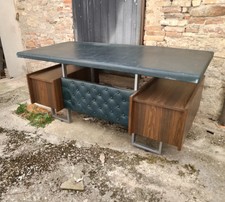 SCRIVANIA 1970 ANNI 70 Pelle Acciao