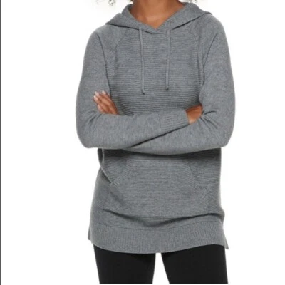 Túnica com capuz nova com etiquetas Sonoma Goods For Life com nervuras tamanho P cinza - Imagem 1 de 3