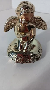 Estatuilla de ángel de colección plateada de 3" con soporte de anillo de querubín arrodillado sobre almohada - Imagen 1 de 10