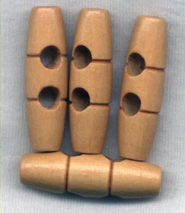 Light Brown Toggle Wood Buttons Wooden 38mm (1 1/4 inch) Bag of 30/BT430 - Picture 1 of 1
