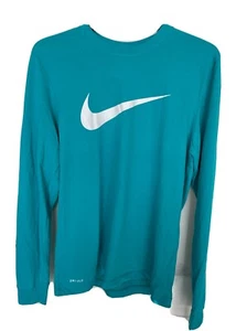 Nike Swoosh Dri -Fit Men’s Medium Long Sleeve Green T-shirt NWT - Picture 1 of 9