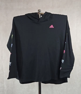 NEW Adidas Girls Shirt Size XL Long Sleeve Black Logo T-Shirt Graphic Active Tee - Image 1 of 4