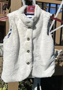 Hanna Andersson Faux Fur Vest Girl's Size 8 Child 130 Snap Buttons Lined Soft - Picture 1 of 8