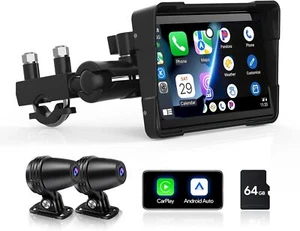 Linux System 5-In Motorcycle Navigator Buildin Carplay&Android Auto WaterProof - Picture 1 of 13
