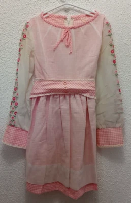 Vestido Vintage Ruth Of Carolina Rosa Floral Bordado Jóvenes Niñas Delantal Guinga Foto 1 de 4