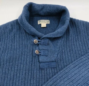 DULUTH Trading Co Mens XL Blue Cotton Wool Blend Shawl Brigadier Sweater - Picture 1 of 9