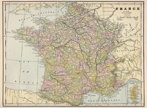Map Of France Cram Vintage Print Poster Picture Reprint A3 A4 - Picture 1 of 5
