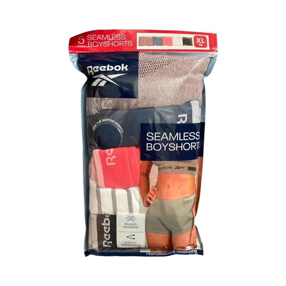 Shorts masculinos Reebok feminino pacote com 5 cintura relaxada elástica sem costura - Imagem 1 de 1