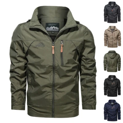 Hombres Ejército Militar Chaqueta Táctica Cremallera Abrigo con Capucha Informal Ropa Exterior Talla Grande - Imagen 1 de 4