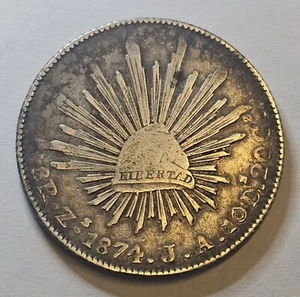 MEXICO ZACATECAS MINT 1874-Zs- 8 REALES COIN - Picture 1 of 7