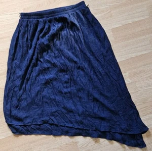 AGB Womens Large Blue Layered Peasant Skirt Asymmetrical Hem Elastic Waist - Picture 1 of 5