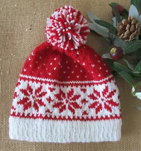 Hand knitted Fair Isle color work beanie size small - Picture 1 of 3