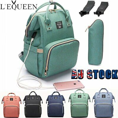 LEQUEEN Mom Diaper Bag  Large Capacity USB Interface Backpack Baby Nursing Bag • 39.44$