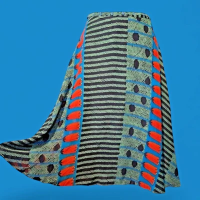 Редкая винтажная юбка миди с тюльпанами середины века JUDY HORNBY LONDON 1970-е 25 дюймов 2E - Изображение 1 из 4