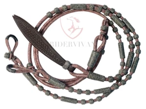 Romal Reins Chestnut Cherry,20 plait Romel Reins Oklahoma Style,55" Romal Reins, - Picture 1 of 4