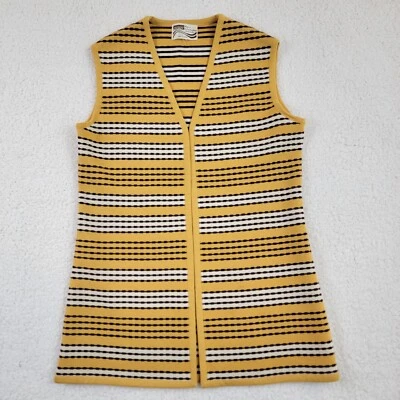 Chaleco Suéter Vintage 100% Lana Tejido Rayas Amarillo Marrón Montgomery Ward  Foto 1 de 4