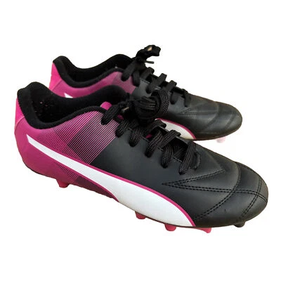 Puma Adreno II FG Jr Black White Pink Junior Kid’s Girl’s Soccer Cleats Size 5 - Image 1 of 4