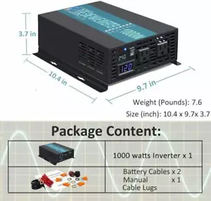 1000W Power Inverter Pure Sine Wave 48V to 120V Solar Home Off Grid System Camp - Picture 1 of 7