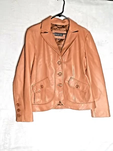 Vintage Guess Lederjacke Damen XL hellbraun weiches Leder 3 Knöpfe A/A 22,5" - Bild 1 von 22